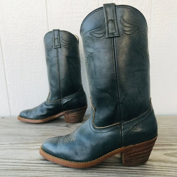 Vintage Dingo Acme Cowboy Western Boots Mens Sz 8 EW Gray Leather Campus - Picture 5 of 11